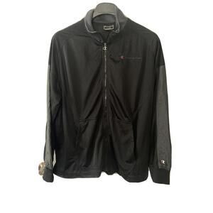 Champion Womens Black Mesh Jacket Full Zip With Pockets XL